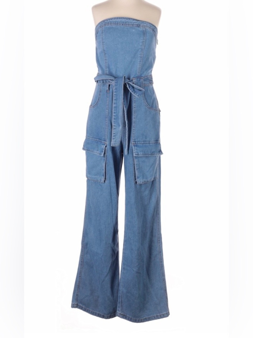 NWT Sincerely Jules Strapless Cargo Denim Jumpsuit Size Small